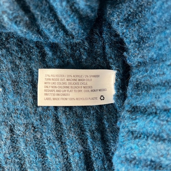 A New Day Womens Blue Chunky Knit Oversized Puff Sleeve Crewneck Sweater Medium - Picture 3 of 7